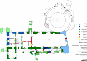 Bauphasenplan vom Erdgeschoss des Gläsernen Saalbaus.