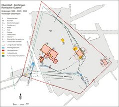 Lageplan der Villa rustica von Oberndorf-Bochingen mit den Gebäuden 3 und 4.