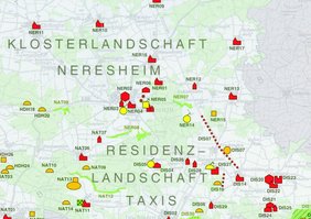 Ausschnitt aus dem Fachplan für die Region Ostwürttemberg mit regional bedeutsamen Kulturdenkmalen und historischen Kulturlandschaften