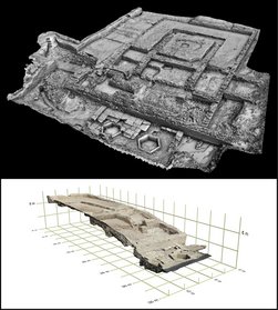 Blick auf die archäologischen Befunde des römischen Apollo Grannus-Tempels von Neuenstadt am Kocher im 3D-Modell