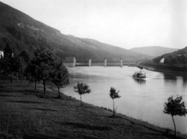 Historische Aufnahme des Neckarkanals bei Neckargemünd (Rhein-Neckar-Kreis)