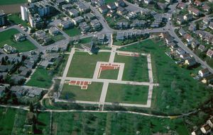 Luftaufnahme des archäologischen Parks in Köngen (Kreis Esslingen)