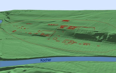 Digitales Geländemodell des Areals der römischen Stadt.