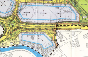 Abbildung eines Bebauungsplanes, wie er vor Baubeginn dem Landesamt für Denkmalpflege vorgelegt wird